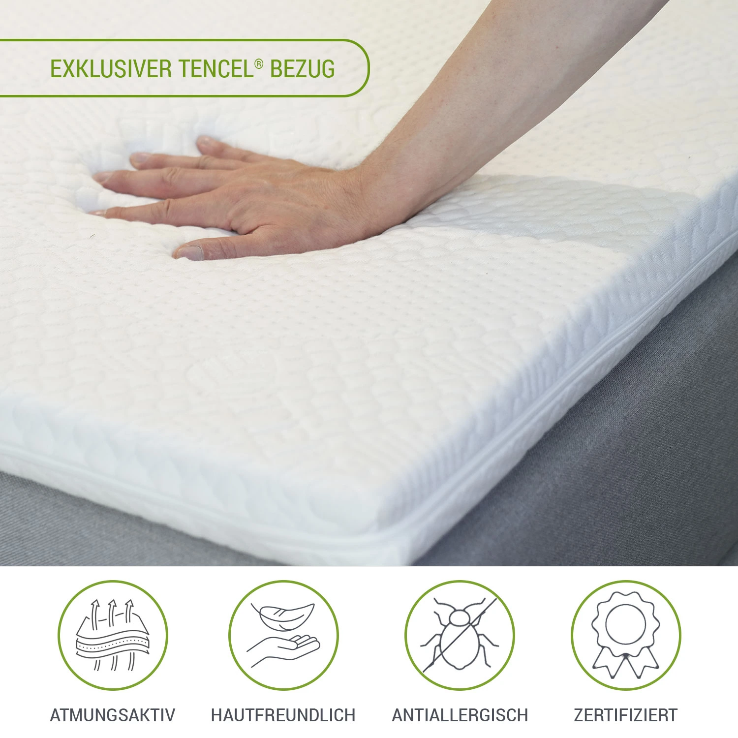 Topper 140x200 cm mit Tencel Bezug